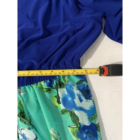 IGIGI by Yuliza Raquel Maxi Dress Floral Blue Green V Neck 30/32 Long Fringe - Picture 11 of 13